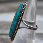 Vintage Sterling Turquoise Feather Ring 5.5