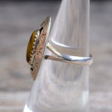 Vintage Sterling Tigers Eye Shadowbox Ring 6.25