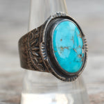 Vintage Sterling Turquoise Stamped Ring 10