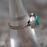 Vintage Sterling Malachite Feather Ring 6