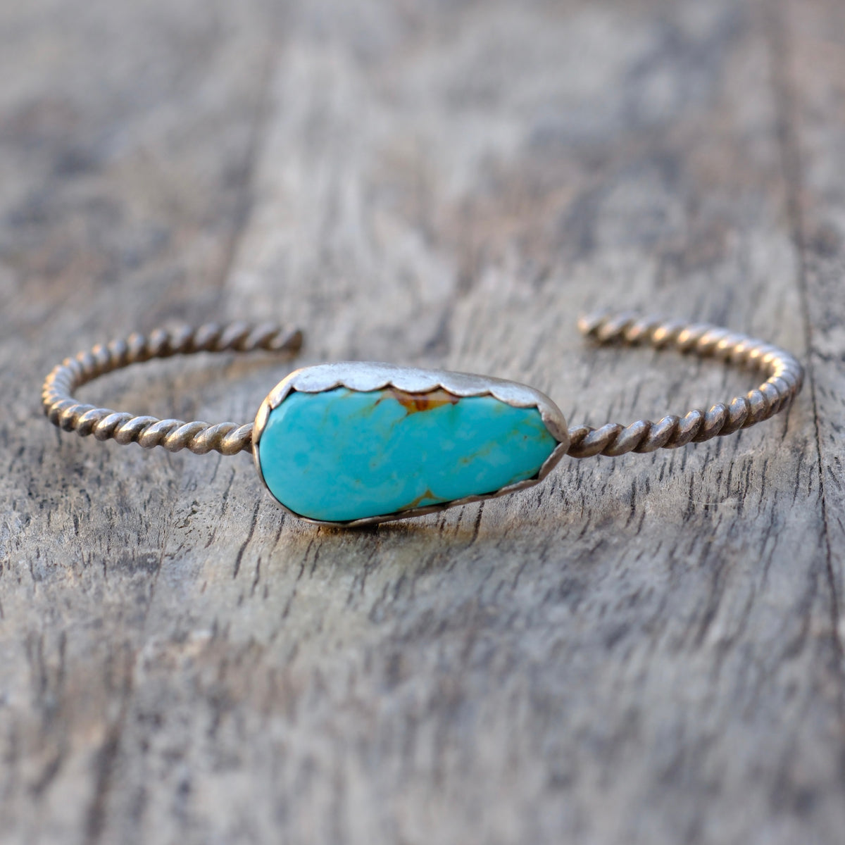 Vintage Sterling Turquoise Twisted Cuff Bracelet