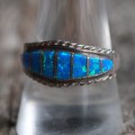 Vintage Sterling Opalite Inlay Band 10.75