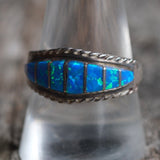 Vintage Sterling Opalite Inlay Band 10.75