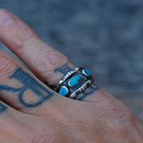 Vintage Sterling 3-Stone Turquoise Ring 5.75