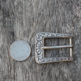 Vintage Ladies Sterling Silver Filigree Belt Buckle .75"