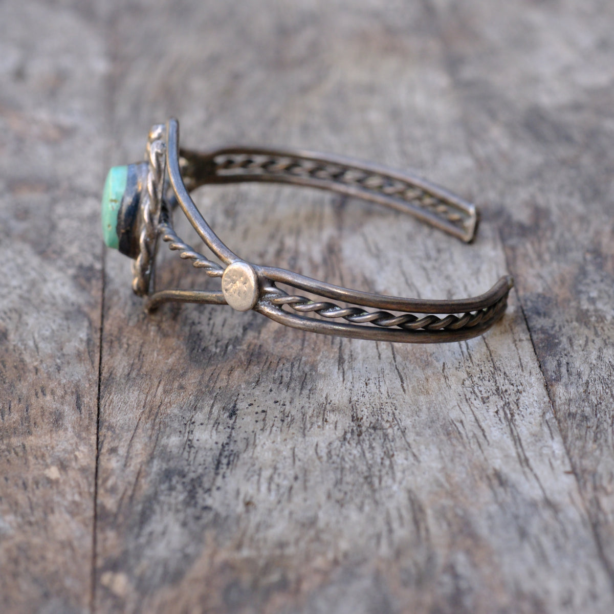 Cuff Vintage Sterling Turquoise Rope Cuff Bracelet