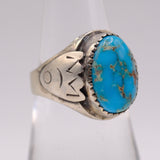Vintage Sterling Turquoise Stamped Band Ring 7.75