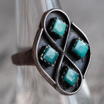 Vintage Sterling Turquoise Cluster Ring 7.5