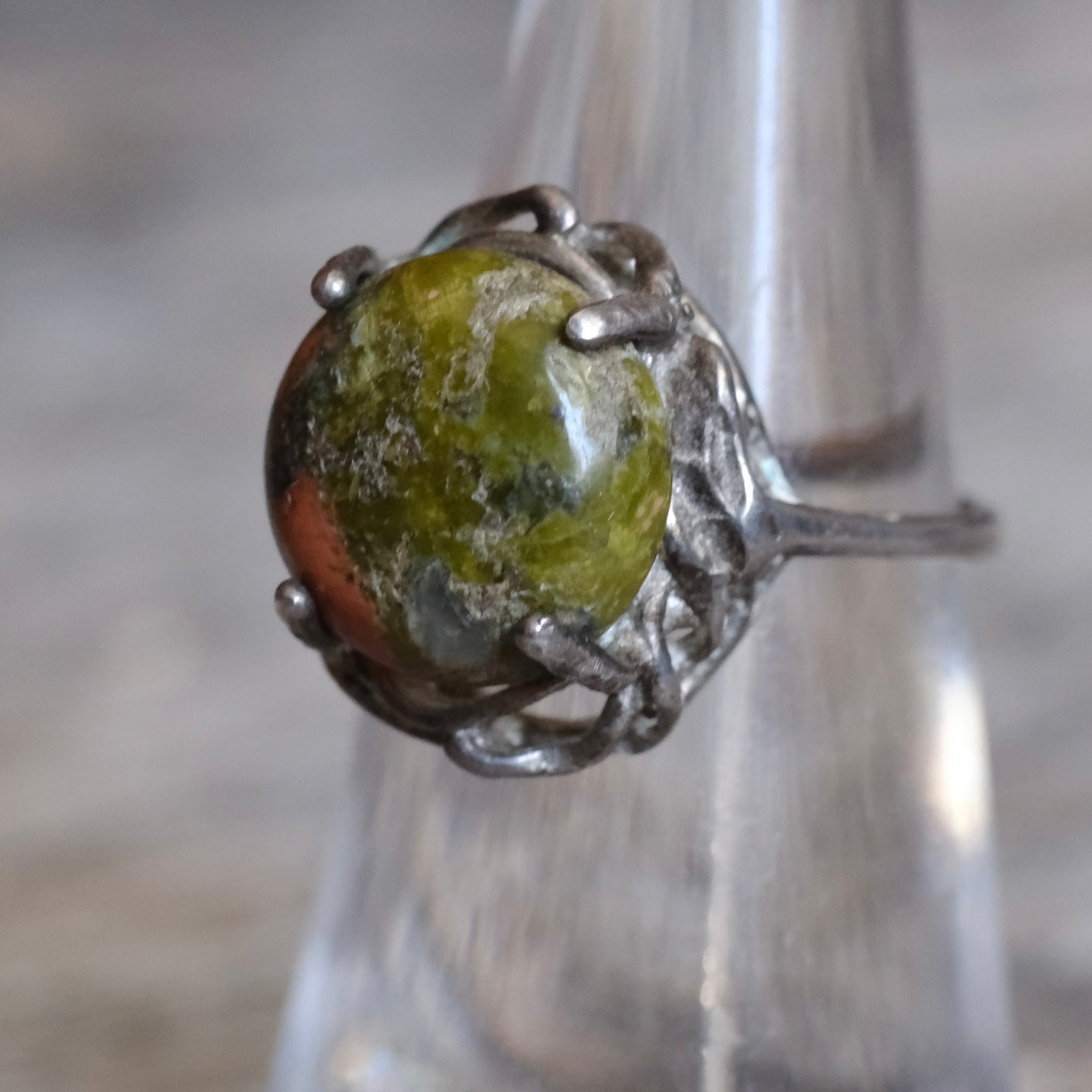 Vintage Sterling Jasper Ring 5.25