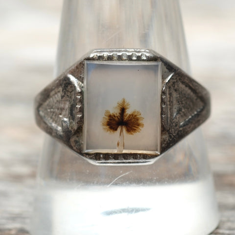 Vintage Sterling Agate Arrowhead Signet Ring 11