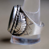 Vintage Sterling Turquoise Feather Ring 12.5