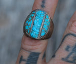 Vintage Sterling Crushed Turquoise Inlay Ring 5