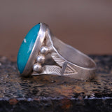 Vintage Sterling Turquoise Stamped Band Ring 5.25