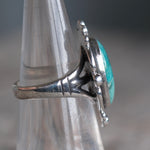 Vintage Sterling Turquoise Roper Ring 5.25