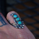 Vintage Sterling 3-Stone Turquoise Ring 5.5