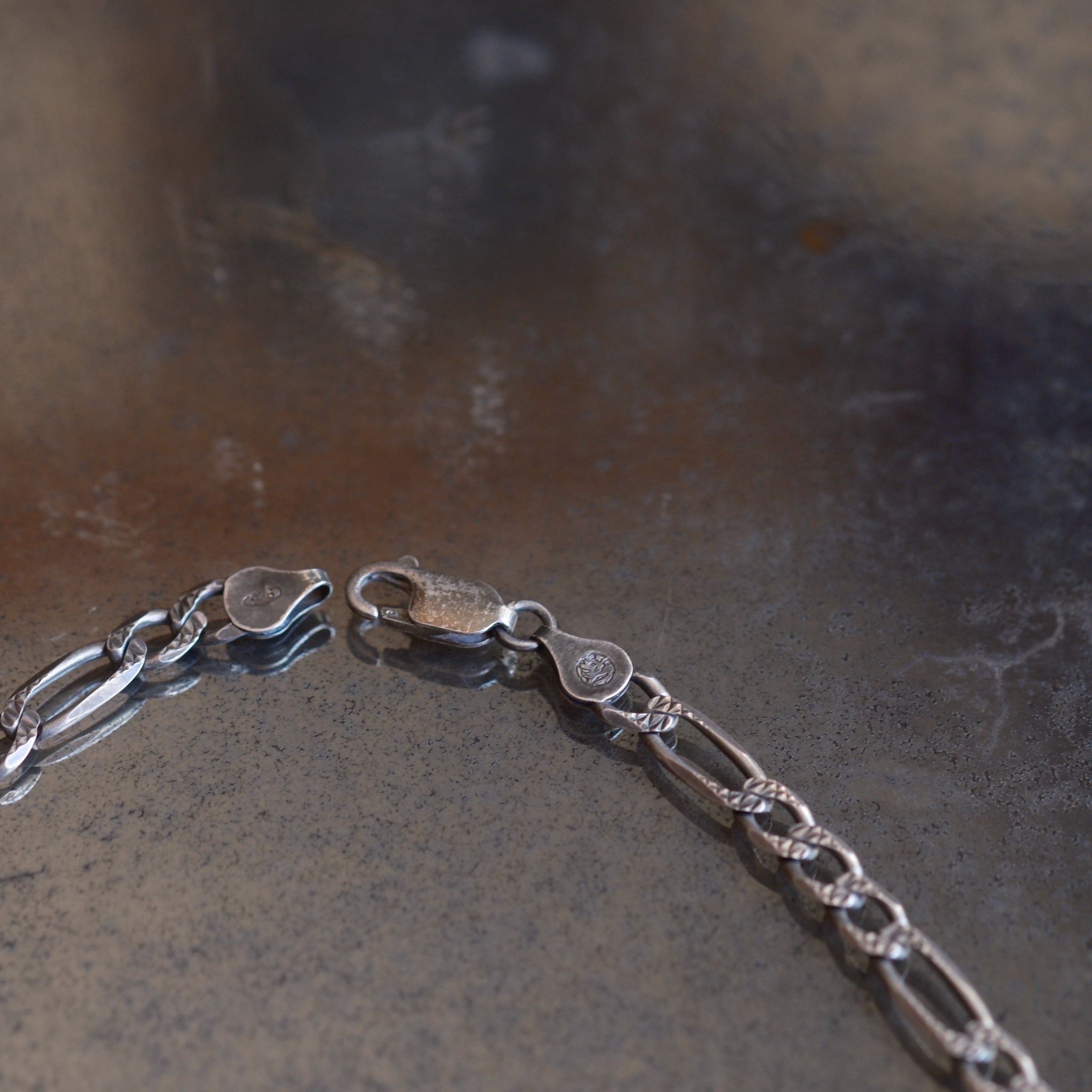 Vintage Sterling Silver Textured Figaro Chain Necklace 22.5"