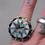 Vintage Sterling Zuni Inlay Ring 5.5