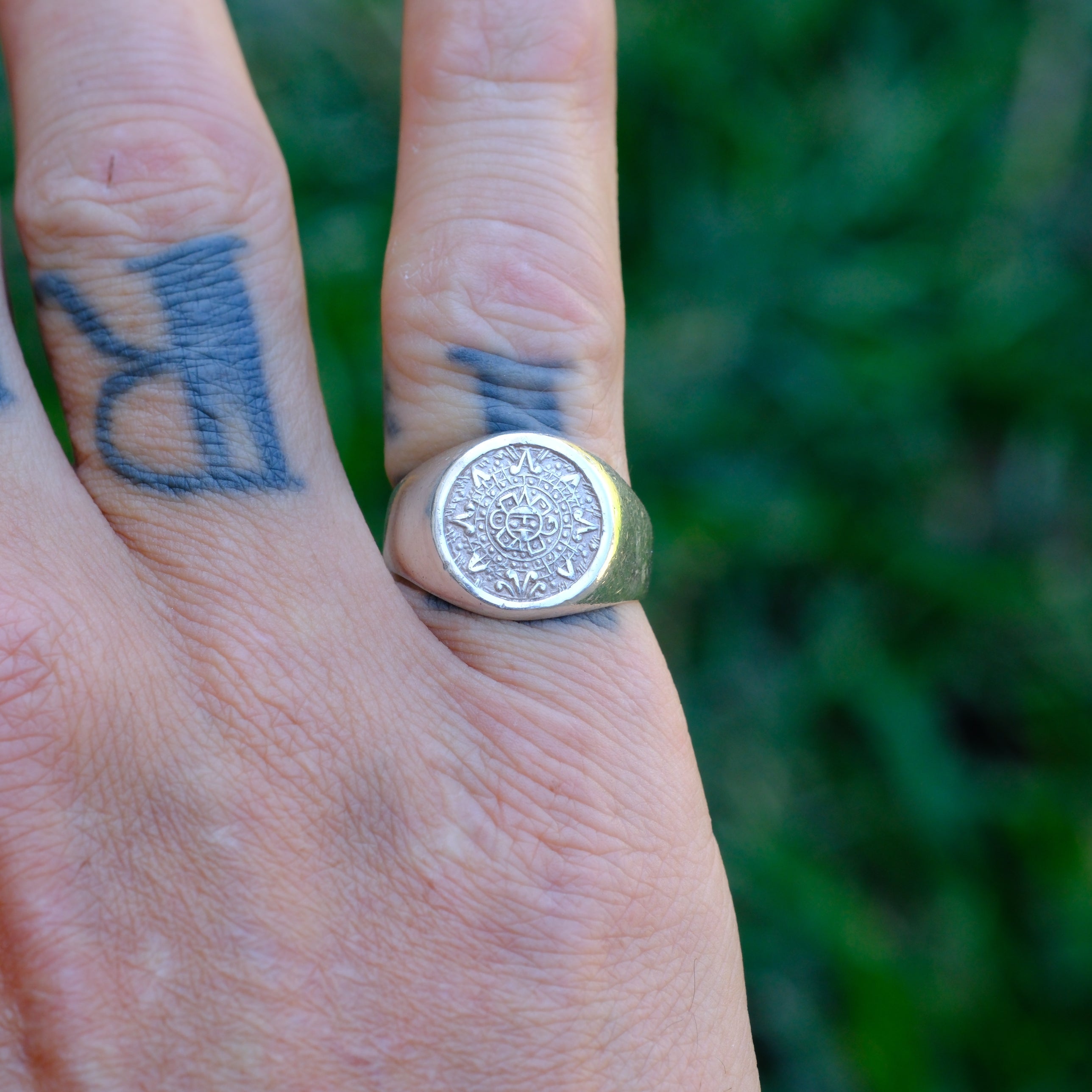 Vintage Sterling Aztec Calendar Ring 6