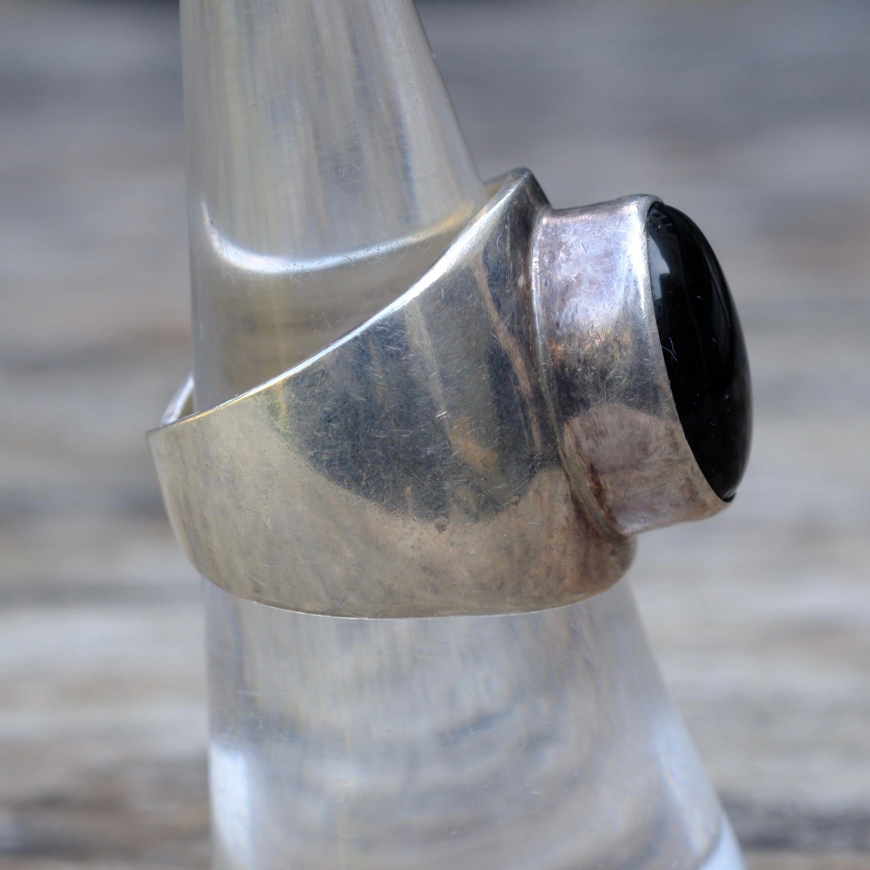 Vintage Sterling Onyx Ring 7