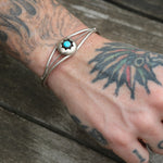 Vintage Sterling Turquoise Shadowbox Cuff