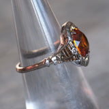 Vintage Sterling Orange Glass Ring 6.25