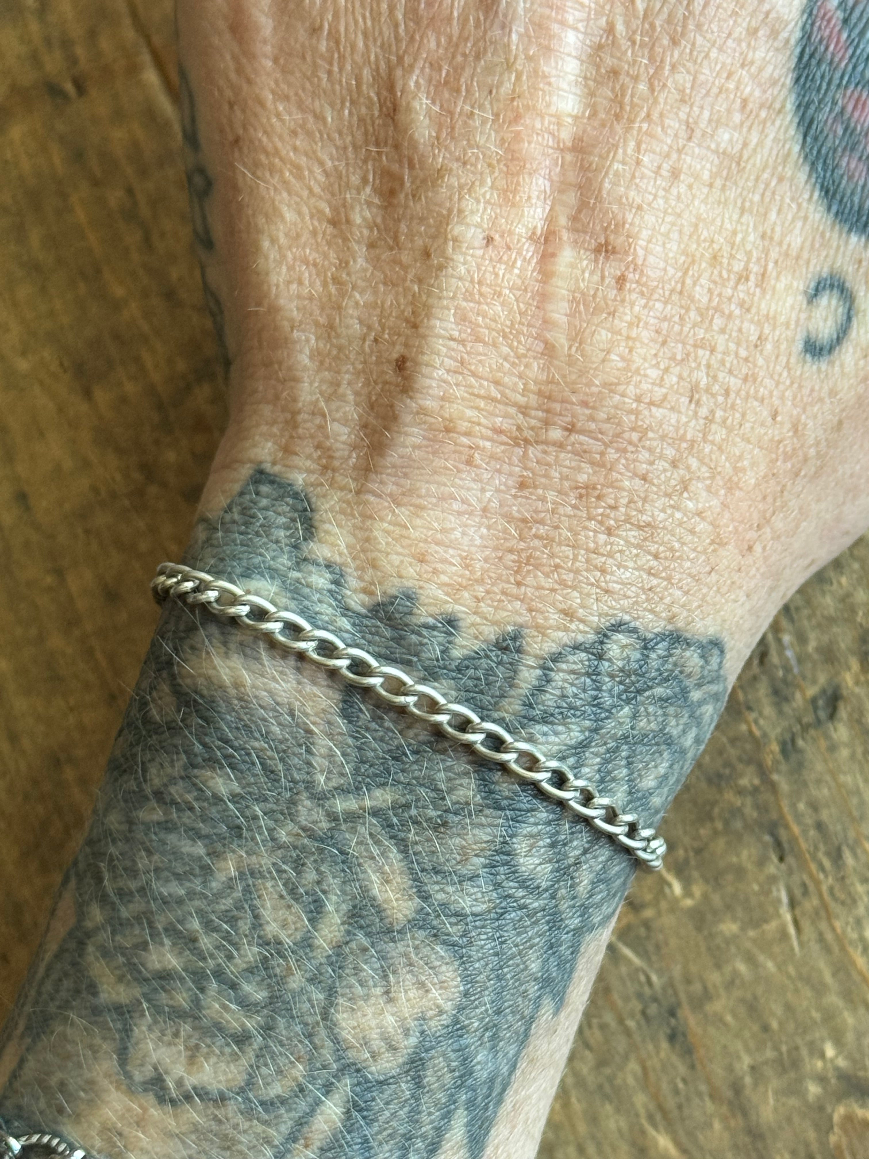 Vintage Sterling Silver Curb Chain Bracelet 6.5"