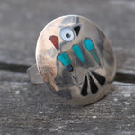 Vintage Sterling Thunderbird Inlay Ring 5.5