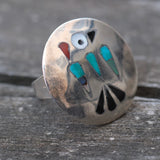 Vintage Sterling Thunderbird Inlay Ring 5.5