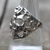 Vintage White Bronze Biker Ring 9