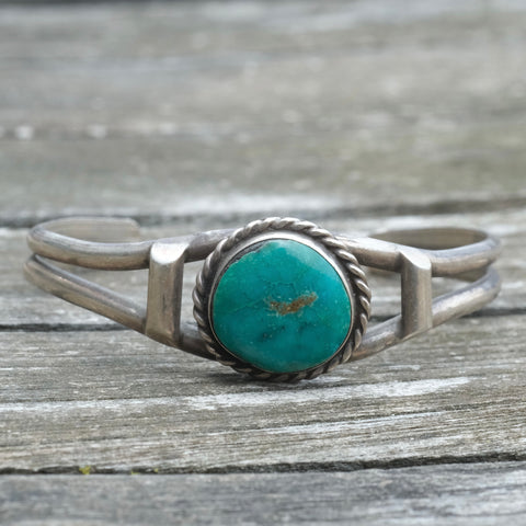 Vintage Sterling Turquoise Roper Cuff