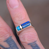 Vintage Sterling Multi Stone Inlay Band 4.5