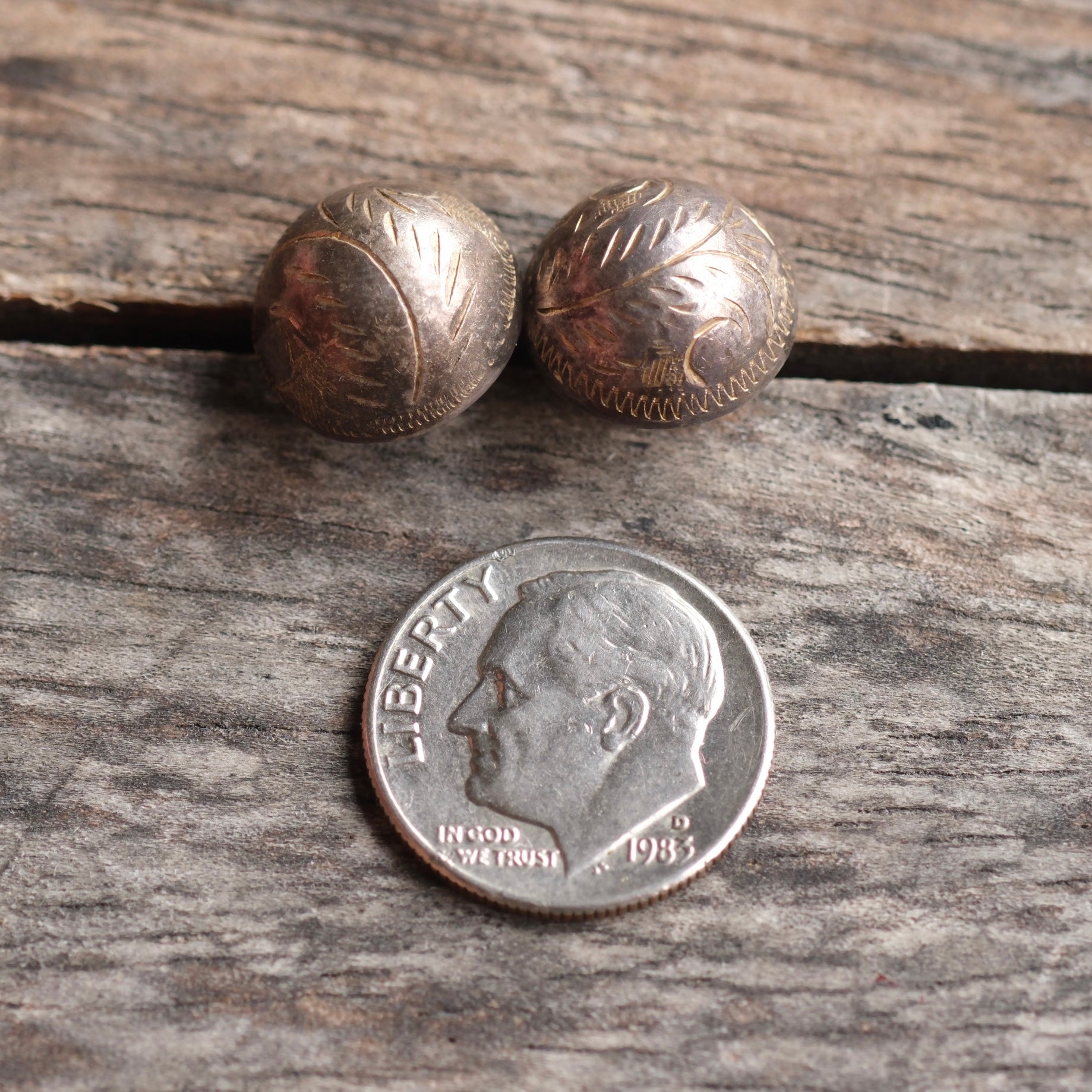 Vintage Sterling Stamped Dome Stud Earrings