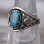 Vintage Sterling Turquoise Thunderbird Ring 5.75