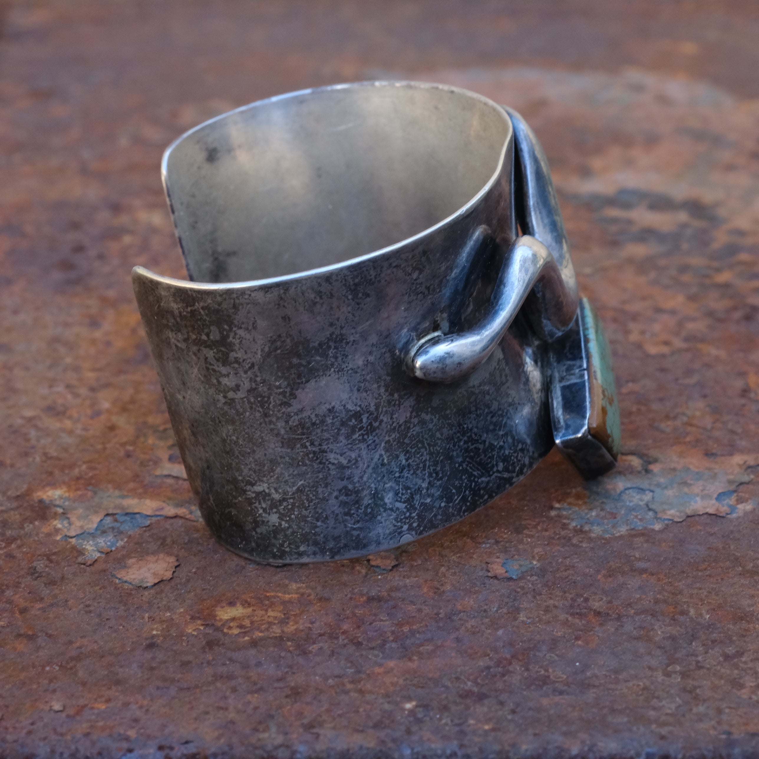 Vintage Sterling Turquoise Wide Cuff Bracelet