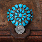 Incredible Vintage Sterling Turquoise Cluster Cuff