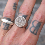 Vintage Sterling Aztec Calendar Ring 11.75
