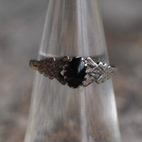 Vintage Sterling Onyx Band 6.25