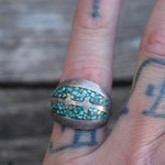 Vintage Sterling Turquoise Chip Inlay Ring 7