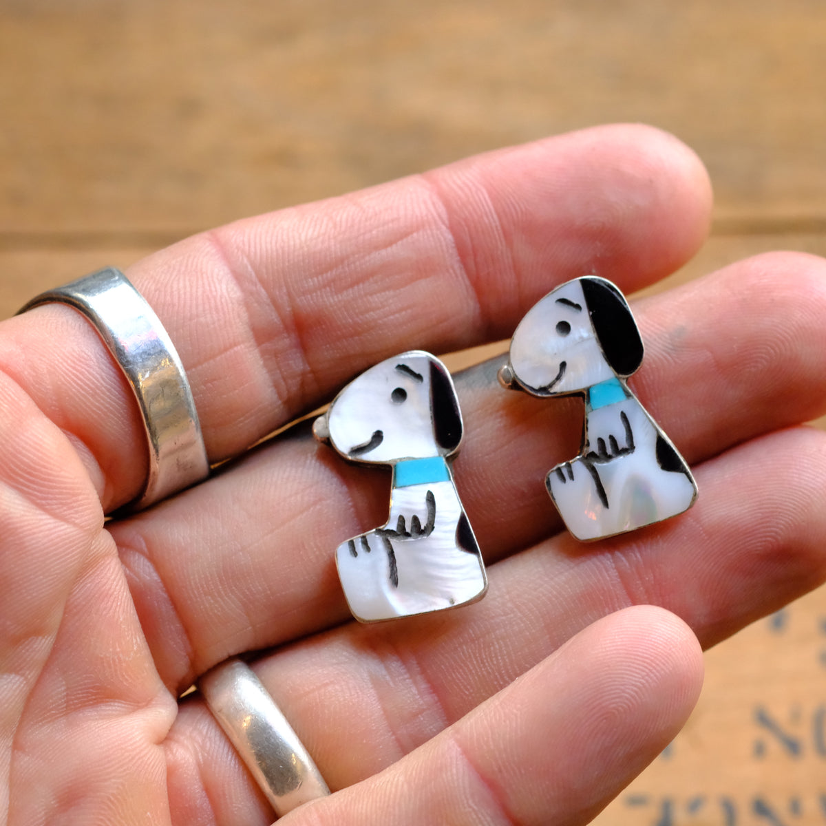Sterling Silver Blue Collar Inlay Snoopy Pendant