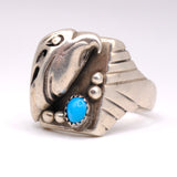 Vintage Sterling Turquoise Eagle Ring 10.25