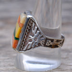 Vintage Sterling Multistone Inlay Thunderbird Ring 11.25