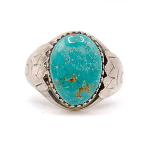 Vintage Sterling Turquoise Ring 9.5