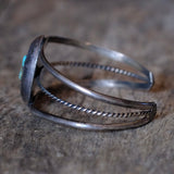Vintage Sterling Turquoise Shadowbox Cuff Bracelet