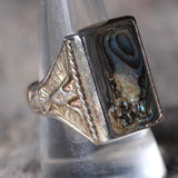 Vintage Sterling Abalone Thunderbird Ring 9.75