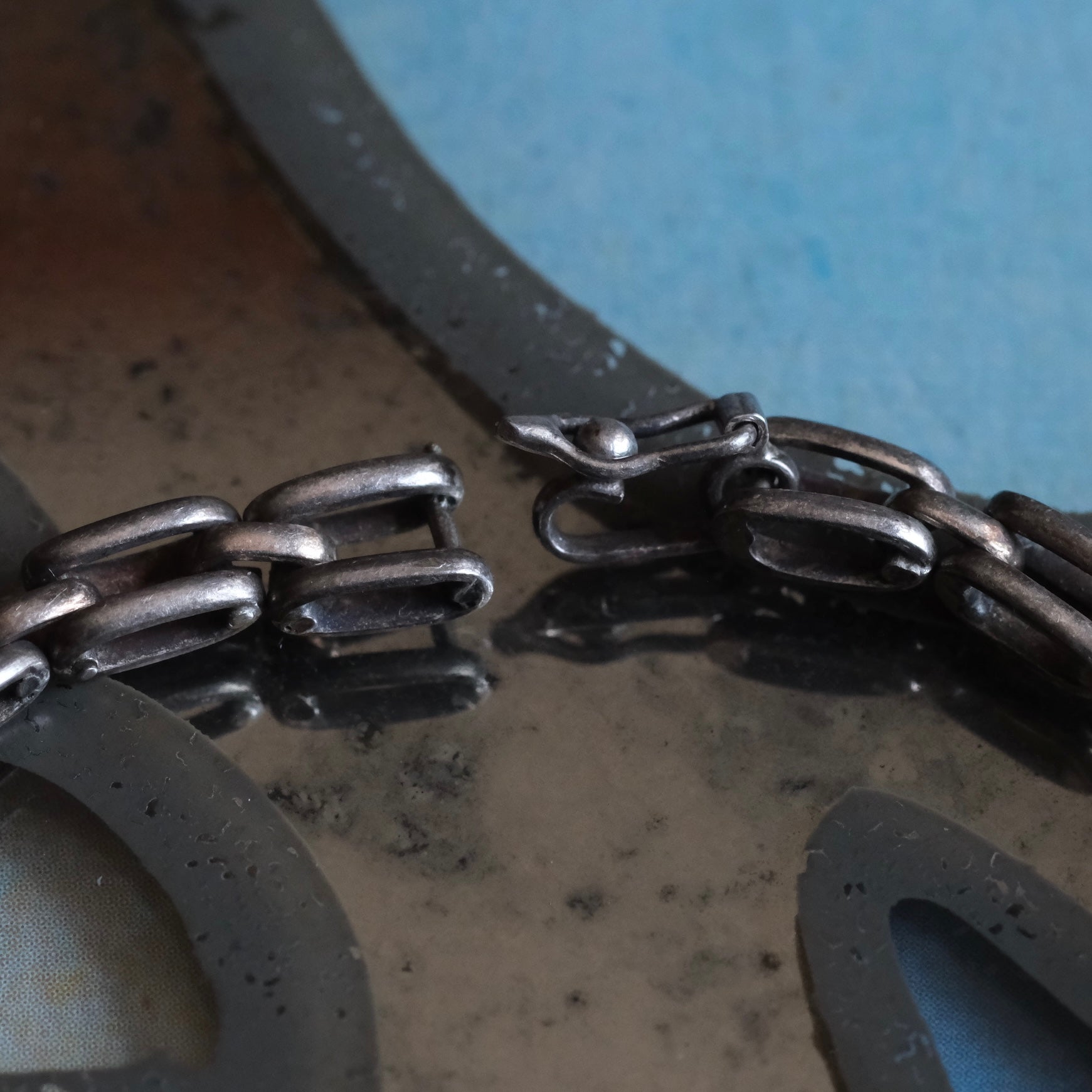 Vintage Sterling Silver Box Link Chain Bracelet 7"