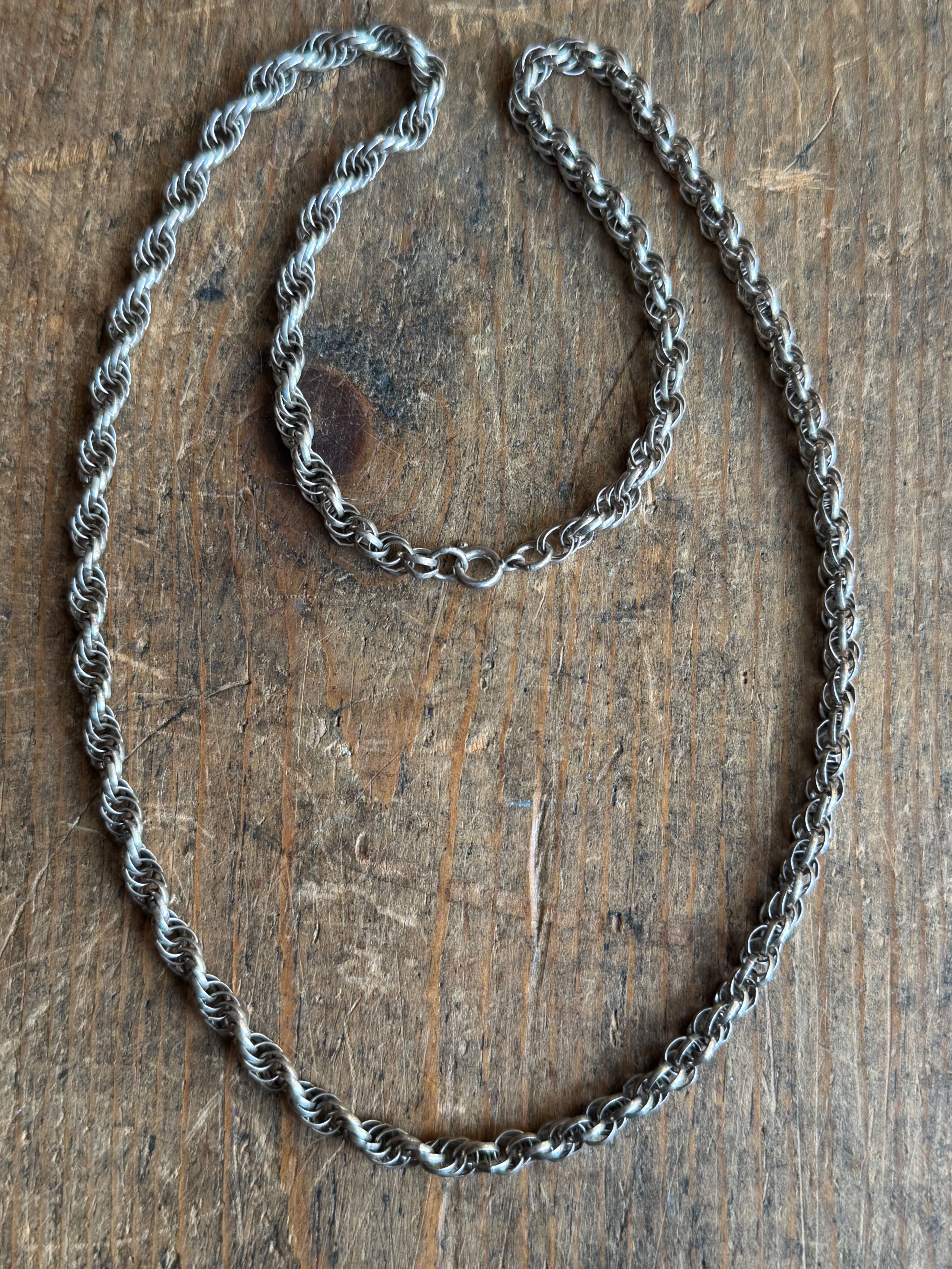 Vintage Sterling Silver 20” Rope Chain