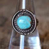 Vintage Sterling Turquoise Roper Ring 7.75