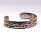 Vintage Sterling Silver Stamped Cuff Bracelet 6.25"