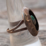 Vintage Sterling Turquoise Shadowbox Ring 8.75