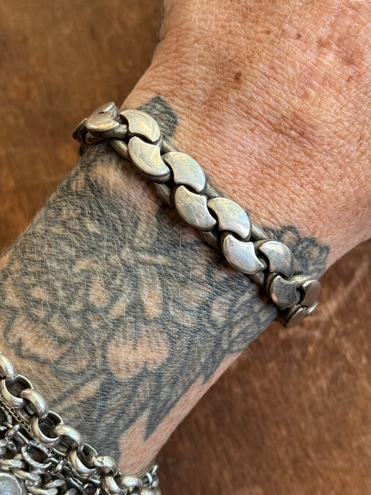 Vintage Sterling Silver 7.75” Modernist Link Bracelet